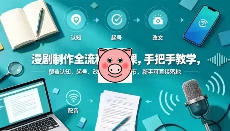 漫剧制作全流程实操课,手把手教学,覆盖认知、起号、改文、配音全环节,新手可直接落地 漫剧制作全流程实操课,覆盖认知、起号、改文、配音