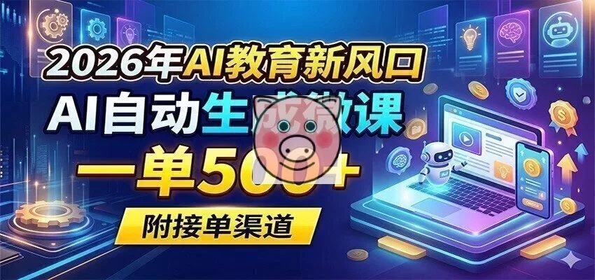 2026年AI教育新风口，AI自动生成微课，一单500+，附接单渠道-小栈博客测试网