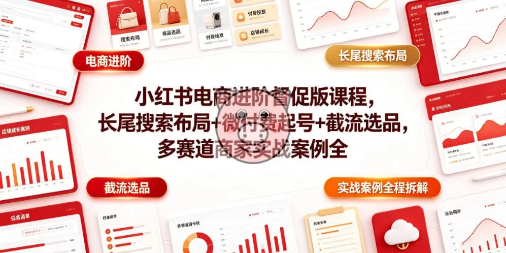 小红书电商进阶督促版课程,长尾搜索布局+微付费起号+截流选品,多赛道商家实战案例全程拆解 小红书电商进阶督促版课程,长尾搜索布局+微付费起号+截流选品,多赛道商家实战案例全程拆解 - 图片1