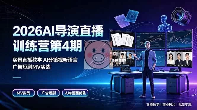 (19216期)2026AI导演直播训练营第4期,实景直播教学AI分镜视听语言,广告短剧MV实战,解决人物画面崩坏痛点-小栈博客测试网