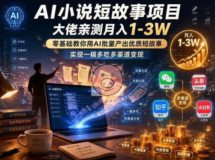 AI小说短故事项目,大佬亲测月入1-3W,零基础教你用AI批量产出优质短故事,实现一稿多吃多渠道变现(更新0624)-小栈博客测试网