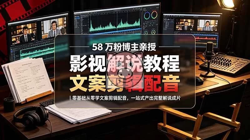 （19160期）58 万粉博主荧幕春秋亲授影视解说教程｜零基础从零学文案剪辑配音，一站式产出完整解说成片-小栈博客测试网