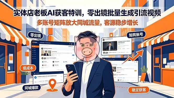 (19234期)实体店老板AI获客特训,零出镜批量生成引流视频,多账号矩阵放大同城流量,客源稳步增长-小栈博客测试网
