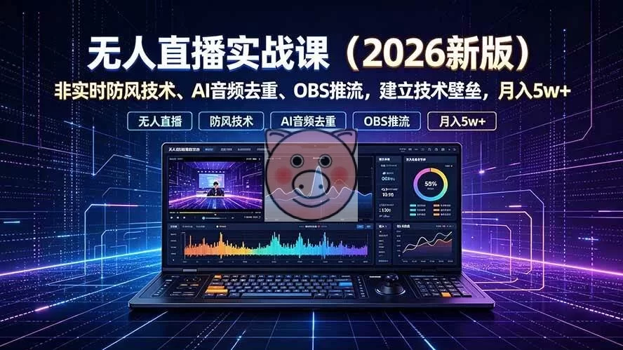 （19292期）无人直播实战课（更新7月），非实时防风技术、AI音频去重、OBS推流，建立技术壁垒，月入5w+-小栈博客测试网