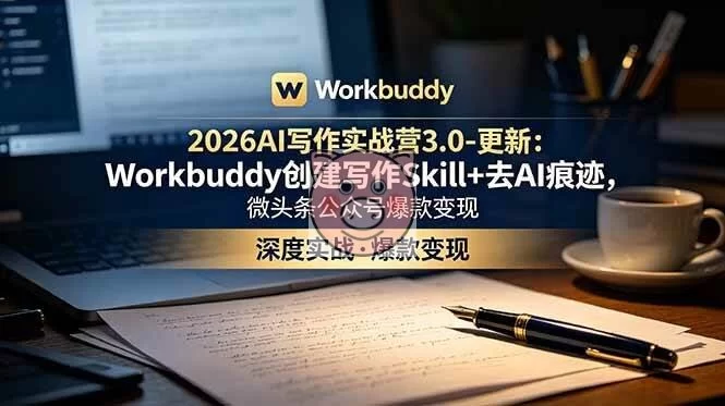 （18995期）2026AI写作实战营3.0-更新：Workbuddy创建写作Skill+去AI痕迹，微头条公众号爆款变现-小栈博客测试网