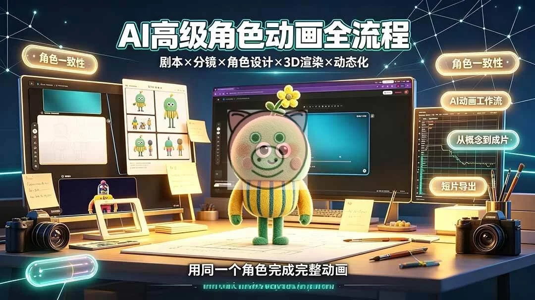 （19304期）AI高级角色动画全流程：剧本×分镜×角色设计×3D渲染×动态化，从概念到成片一站式教学-小栈博客测试网