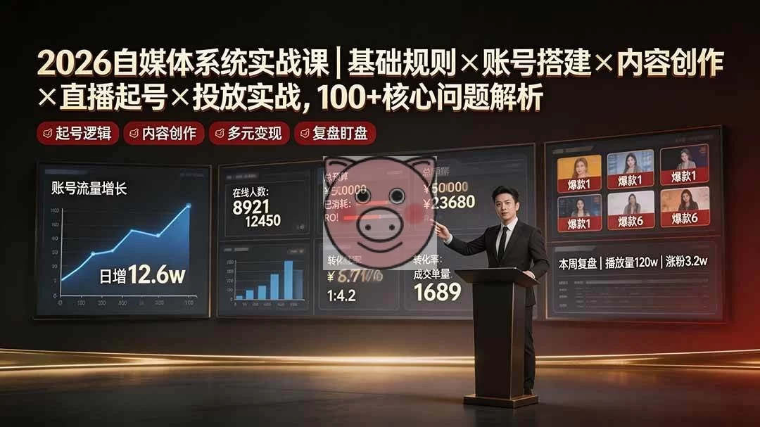 (19329期)2026自媒体系统实战课|基础规则×账号搭建×内容创作×直播起号×投放实战,100+核心问题解析-小栈博客测试网