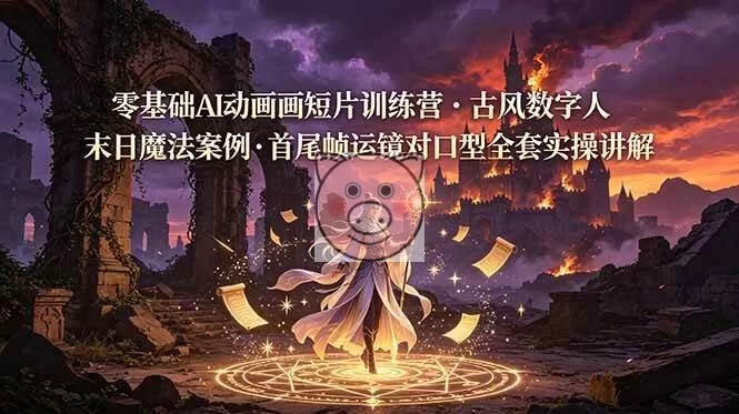 （19078期）零基础AI动画短片训练营，古风数字人末日魔法案例，首尾帧运镜对口型全套实操讲解-小栈博客测试网