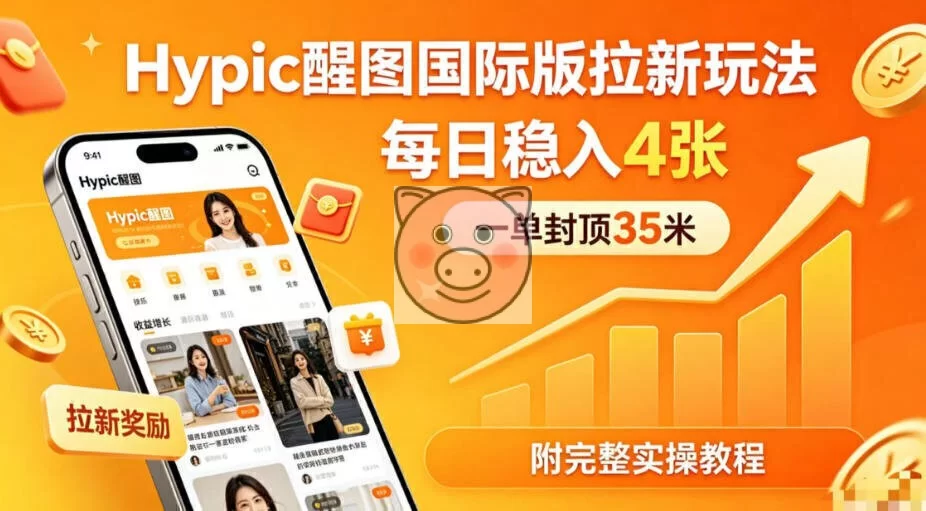 一张卡通图展示醒图国际版副业收益流程。