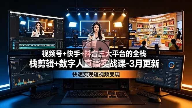 (19146期)视频号+快手+抖音三大平台的全栈剪辑+数字人直播实战课-3月更新:快速实现短视频变现-小栈博客测试网