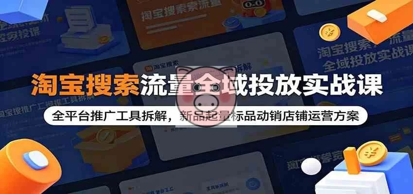 淘宝搜索流量全域投放实战课:全平台推广工具拆解,新品起量标品动销店铺运营方案-小栈博客测试网