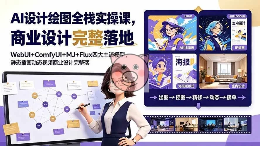 (19244期)AI设计绘图全栈实操课,WebUI+ComfyUI+MJ+Flux四大主流模型,静态插画动态视频商业设计完整落地教程-小栈博客测试网