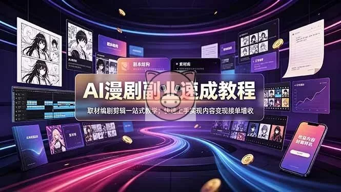 (19157期)AI漫剧副业速成教程,取材编剧剪辑一站式教学;快速上手实现内容变现接单增收-小栈博客测试网