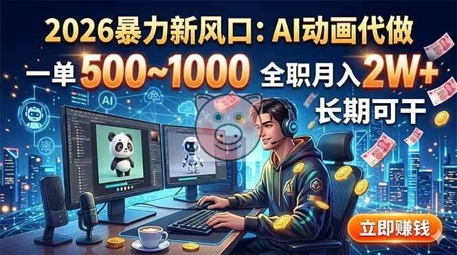 （18993期）2026暴力新风口：AI动画代做，一单500~1000，全职月入2W+，长期可干-小栈博客测试网