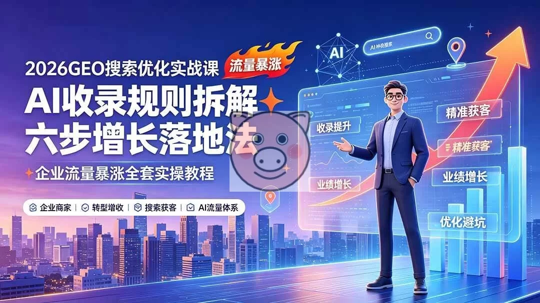 (19333期)2026GEO搜索优化实战课:AI收录规则拆解|六步增长落地法|企业流量暴涨全套实操教程-小栈博客测试网
