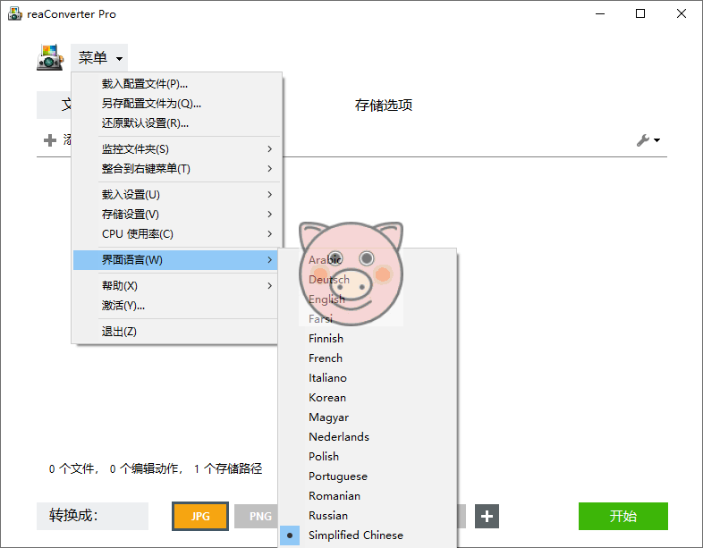 超级图像转换ReaConverter Pro v8.0.226绿色版 格式选择界面