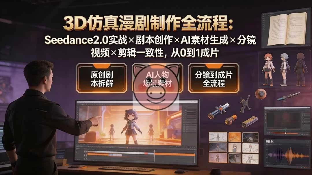 (19341期)3D仿真漫剧制作全流程:Seedance2.0实战×剧本创作×AI素材生成×分镜视频×剪辑一致性,从0到1成片-小栈博客测试网