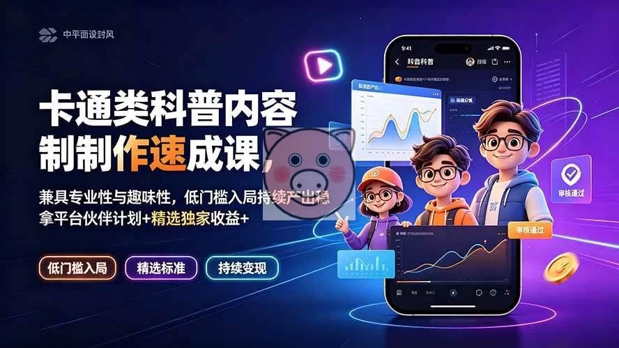(19234期)卡通类科普内容制作速成课,兼具专业性与趣味性,低门槛入局持续产出稳拿平台伙伴计划+精选独家收益-小栈博客测试网