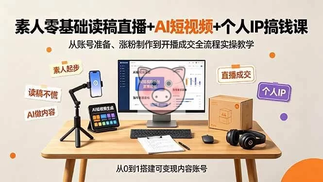(19232期)素人零基础读稿直播+AI短视频+个人IP搞钱课,从账号准备、涨粉制作到开播成交全流程实操教学-小栈博客测试网