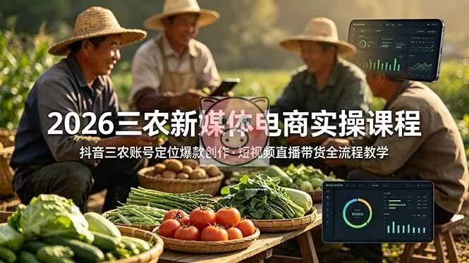 (18991期)2026三农新媒体电商实操课程:抖音三农账号定位爆款创作,短视频直播带货全流程教学-小栈博客测试网