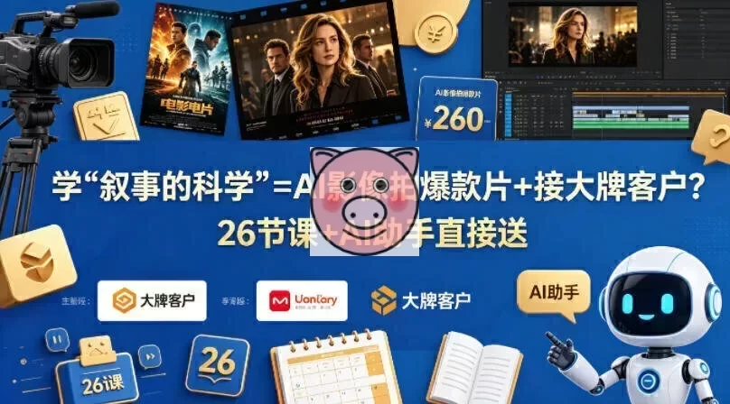 课程封面：AI影像创作与叙事的科学，26节课+AI助手
