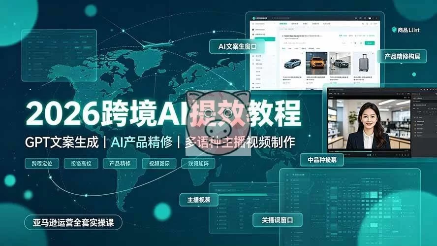 （19286期）2026跨境AI提效教程·GPT文案生成｜AI产品精修｜多语种主播视频制作，亚马逊运营全套实操课-小栈博客测试网
