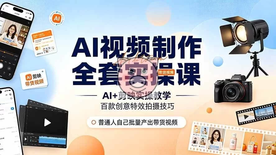 (19200期)AI视频制作全套实操课,多款AI工具搭配剪映教学,百种特效运镜拍摄实操,抖音账号带货运营全覆盖-小栈博客测试网